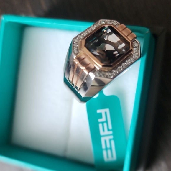 Effy men white and rose gold,smoky quartz diamond ring - Picture 2 of 3